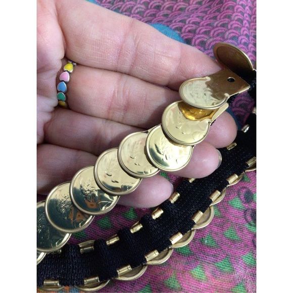 Vintage Gold Coin Stretch Belt ~ So Cute! Medium - Picture 7 of 16